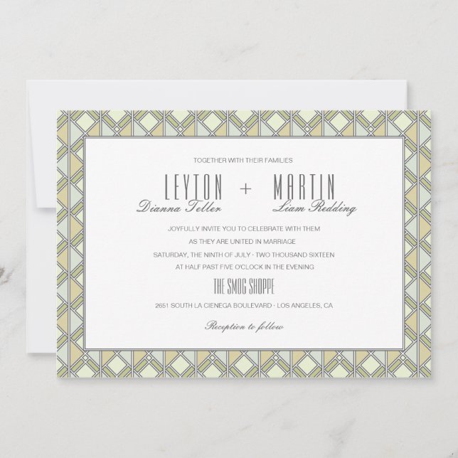 Modern Tiled Pattern Wedding Invitation (Front)