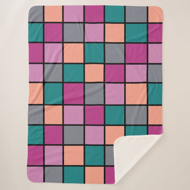 Modern Tiles Pattern 5 Colors Sherpa Blanket (Front)