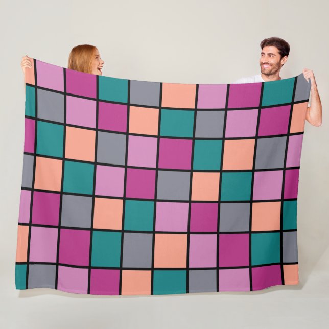 Modern Tiles Pattern 5 Colours Fleece Blanket (In Situ)