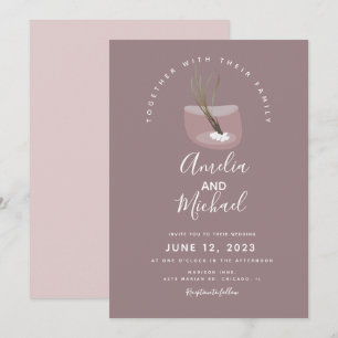 Modern Tillandsia Plant in Terarrium Wedding Invitation