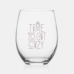Modern Time to Get Cosy Design Stemless Wine Glass