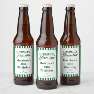 Modern Time to Par-Tee Men's Golf Birthday Beer Bottle Label