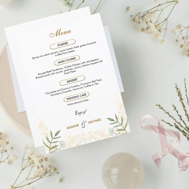 Modern Timeless Elegant Gold Simple Sage Green   Menu (Creator Uploaded)