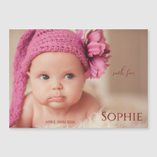 Modern Timeless Photo Magnetic Baby Announcement
