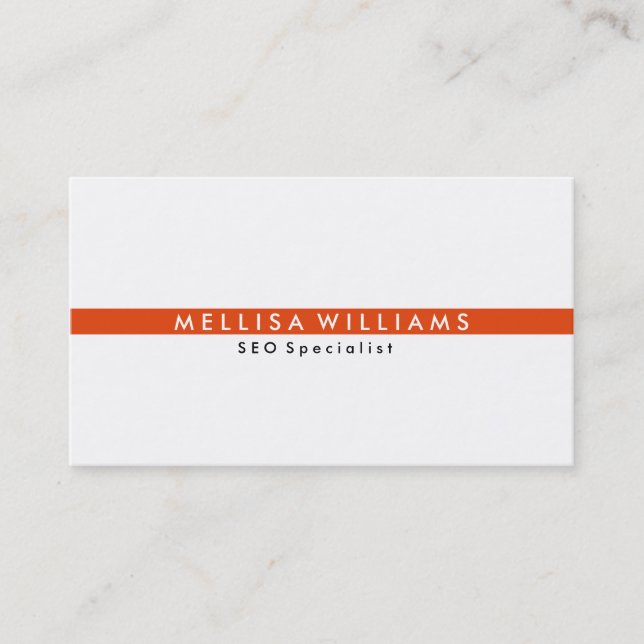Modern Tin Coral Stripe Minimalistic Design Business Card (Front)