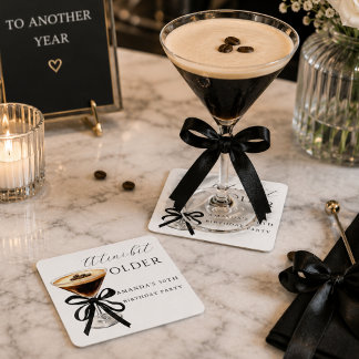 Modern tini bit older Espresso Martini birthday Square Paper Coaster
