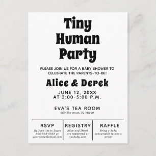 Modern Tiny Human Baby Shower minimalist Postcard