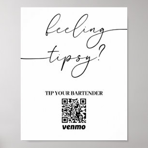 Modern Tip Your Bartender QR Code App Payment Sign