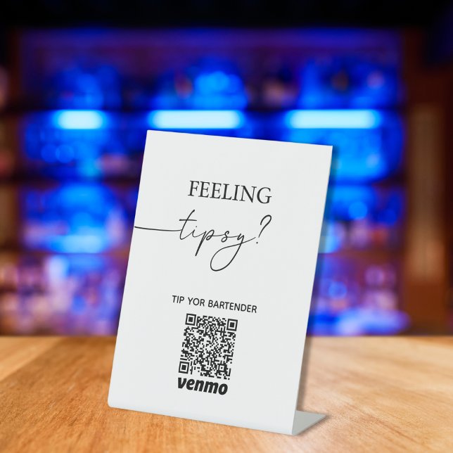 Modern Tip Your Bartender QR Code App Payment Sign (Creator Uploaded)