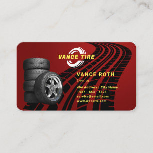Modern Tire Services Red Business Card