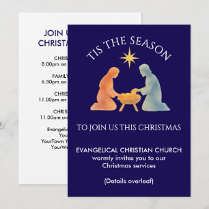 Modern TIS THE SEASON Christmas Church Services Holiday Card