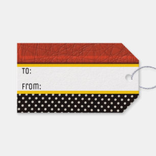 Modern To-From in Red, White, Black and Gold Gift Tags