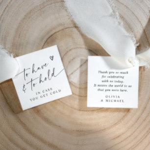 Modern To Have & To Hold Handwriting Heart Wedding Favour Tags