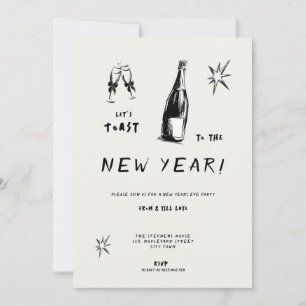 Modern Toast to the New Year 2026 Bold Typo Invitation