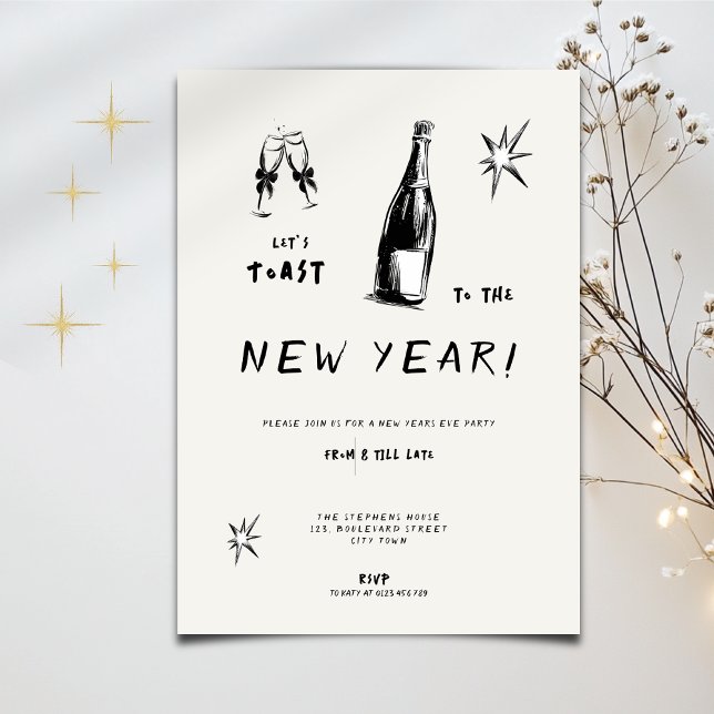 Modern Toast to the New Year 2026 Bold Typo Invitation (Creator Uploaded)