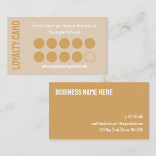 Modern Toffee Tan Ten Visits Loyalty Punch Card
