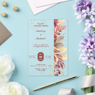 Modern Together with their Families Wedding  Acrylic Invitations