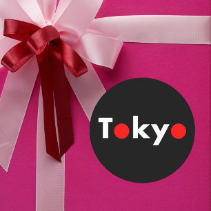 Modern Tokyo Japan Red Dots Dark Colour Classic Round Sticker