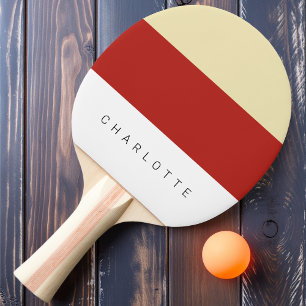Modern Tomato Three-Tone with Name Ping Pong Paddle