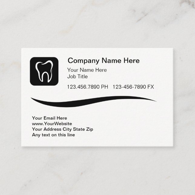 Modern Tooth Logo Dental Business Cards (Front)