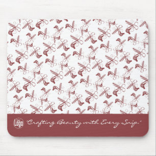 Modern Topaz Hairstylist Tools Pattern on White Mouse Mat