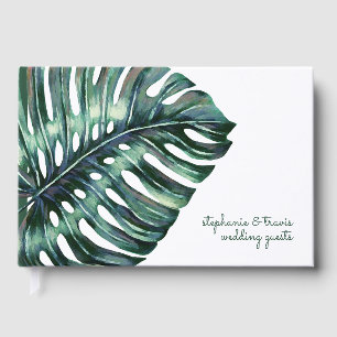 Modern Topical Monstera Leaf Guest Book