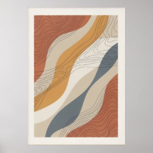 Modern Topographic Line Abstract Art Poster