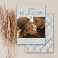 Modern Topography Dusty Blue Wedding Photo