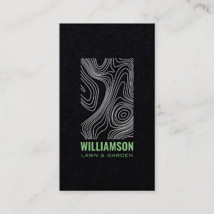 Modern Topography Landscaping Lawn Care Black Business Card