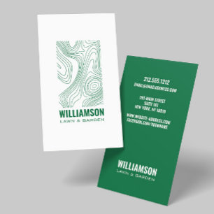 Modern Topography Landscaping Lawn Care Green Business Card