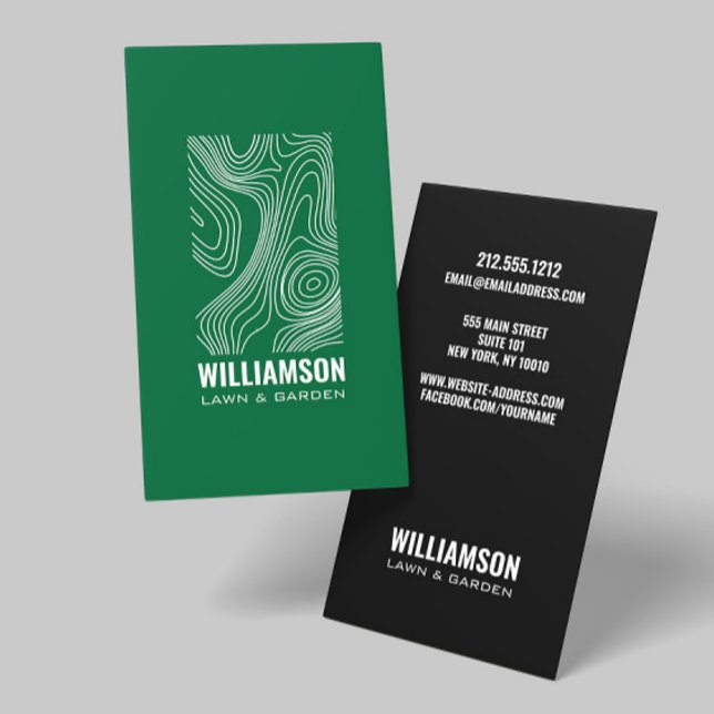 Modern Topography Landscaping Lawn Care Green II Business Card (Creator Uploaded)