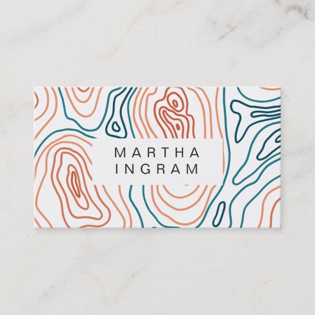 Modern Topography Map Abstract Design Business Card (Front)