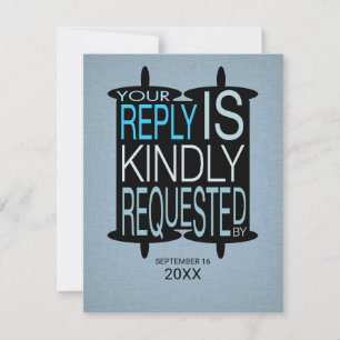 Modern Torah Bar Mitzvah Reply RSVP Grey Blue Invitation