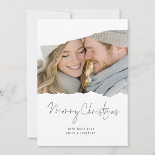 Modern Torn Photo 2026 Calendar Merry Christmas Holiday Card