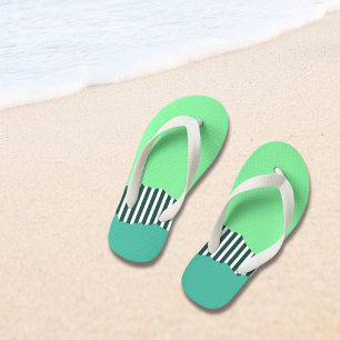 Modern Torn Stripes Green Layered  Kid's Flip Flops
