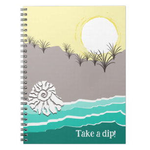 Modern Torn Sunset Beach Shell - Take A Dip! Notebook
