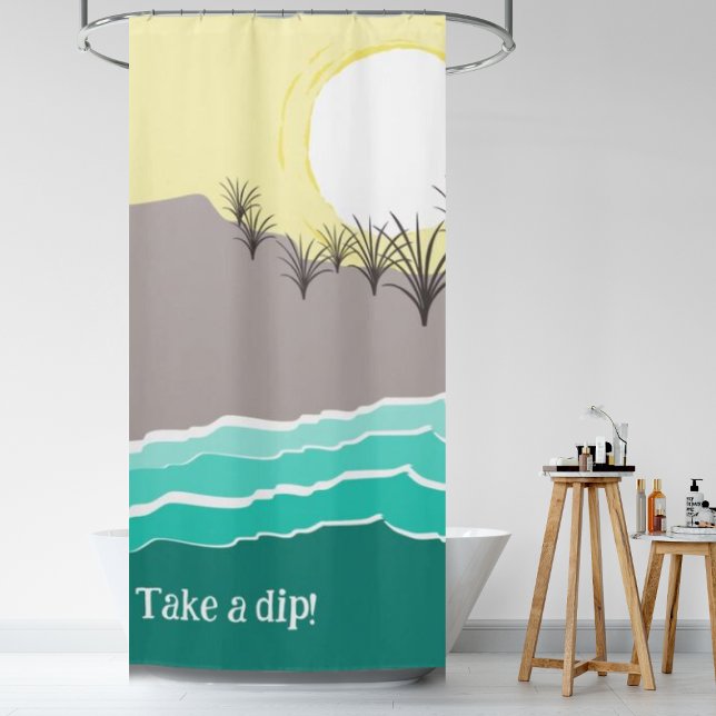 Modern Torn Sunset Beach Shell - Take A Dip! Shower Curtain (Modern Torn Sunset Beach Shell - Take A Dip! Shower Curtain)