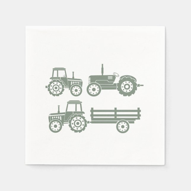 Modern Tractor Kid Birthday Party  Napkin (Front)