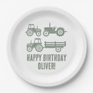 Modern Tractor Kid Birthday Party  Paper Plate