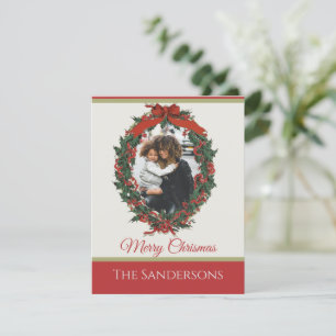 Modern Traditional Holiday Photo Wreath Christmas