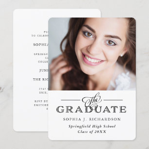 Modern Traditional White   Photo Grad Party Invitation