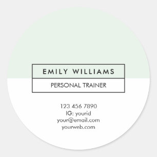 Modern Trainer Clean Layout Pastel Green Promotion Classic Round Sticker
