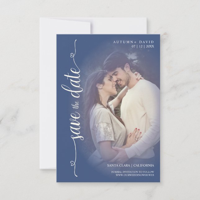 Modern Transparency Effect in Blue Engaged Photo (Front)