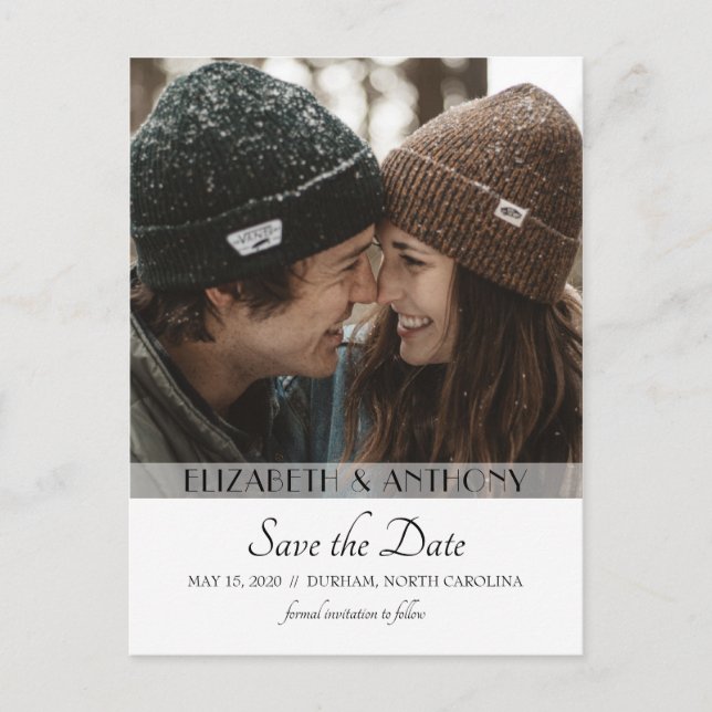 Modern Transparency Photo Save the Date Announcement Postcard (Front)