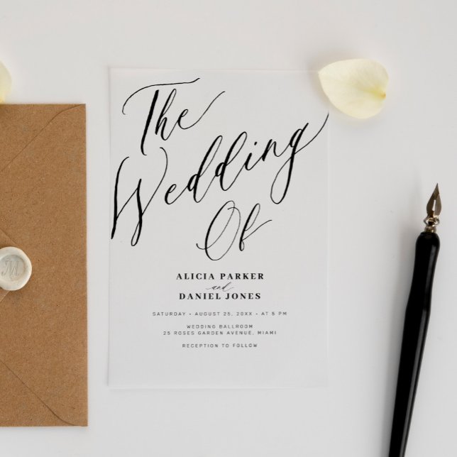 Modern transparent calligraphy script wedding acrylic invitations (Creator Uploaded)