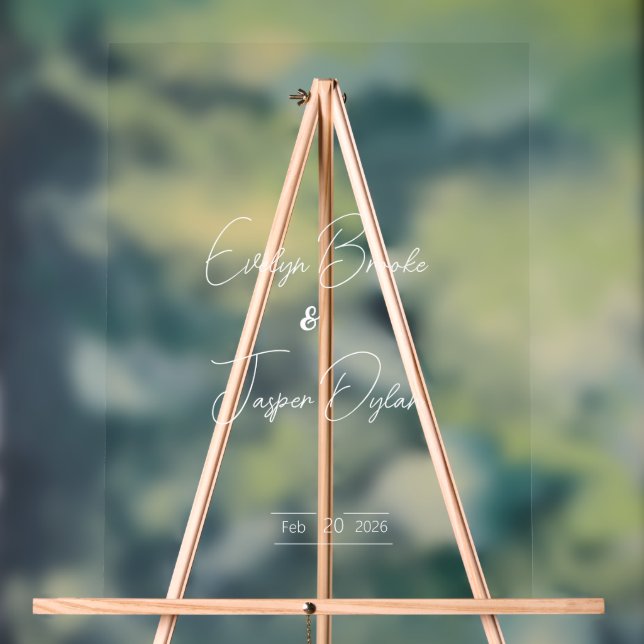 Modern Transparent  Wedding  Acrylic Sign (Neutral)