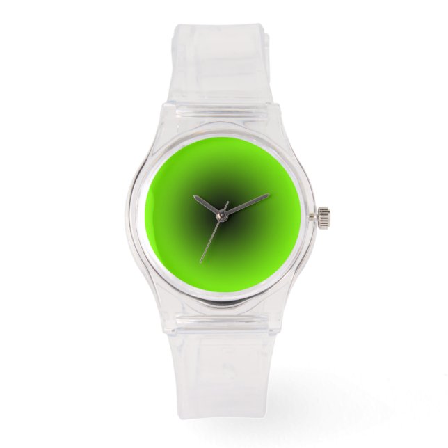 Modern Transparent with Black and Grass Green Dial Watch (Front)