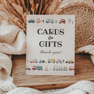 Modern transportation birthday cards & gifts sign