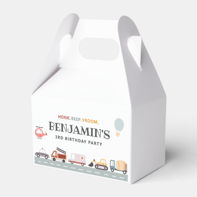 Modern Transportation Birthday Favour Boxes (Front Side)