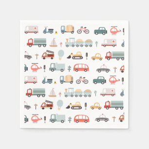 Modern Transportation Birthday Party Napkins